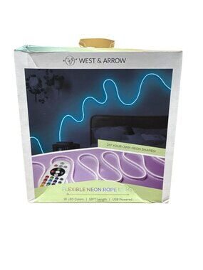West & Arrow Flexible Multicolor LED Neon Rope Light 12ft With Remote & USB Powe